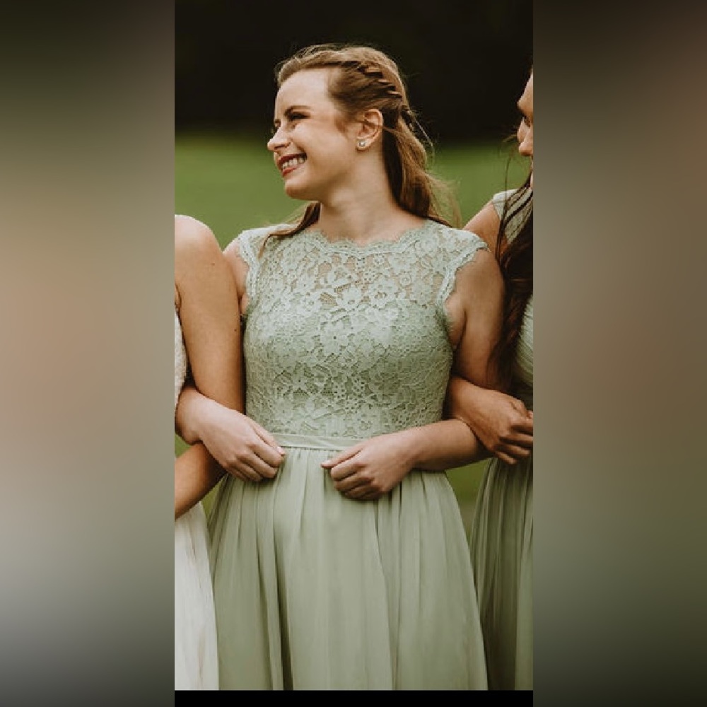 Azazie Arden dress in dusty sage